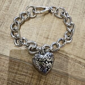 Silver Heart Charm Bracelet